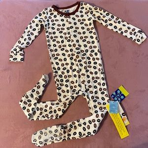 NWT Kickee Pants 4T long sleeve footie pajamas- coffee print